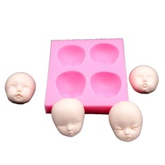 4-Cavity Baby Face Clay Mold Epoxy Resin Silicone Mold Baby Toy Decorating Tool