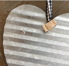 Valentines Day Galvanized Rustic Metal Sign Double Heart Gingham Bow 11.8”x11.8”
