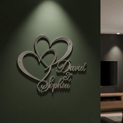 Custom Infinity Heart Metal Sign – Personalized Couple Name Wall Decor Gift