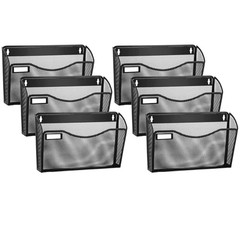 6 Pack Mesh Wall Mounted File Holder Metal Wall File Pocket Mail Black