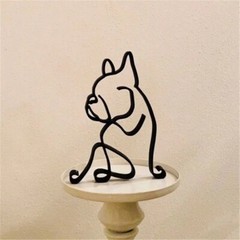 Metal Cat Dog Statue Modern Abstract Art Sculpture Ornaments Home Office Decor