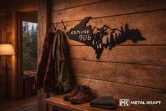 Upper Peninsula Explore 906 Moose Wilderness 30” Black Metal Wall Decor Art Sign