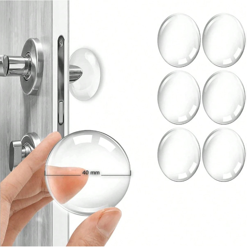 6pcs Self-Adhesive Rubber Wall Protectors – Flexible Door Handle Stoppers-NEW