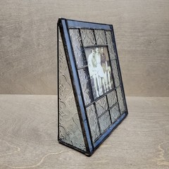 J. Devlin Stained Glass Leaded Frame For 3×3″ Square Photo Blue Free Standing