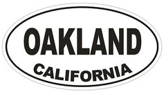 Oakland California Oval Bumper Sticker or Helmet Sticker D2802 Euro Oval