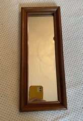 Vtg Home Interiors Rectangle Mirror Wood Frame Accent Wall Hanging 13”x 5”