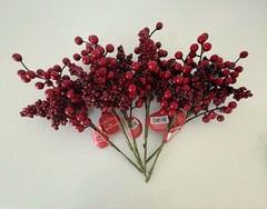 Lot of 6 Ashland Christmas Frosted Red Berry Picks Holiday Tree Wreath Decor New