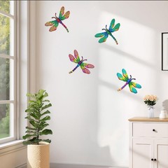 dreamskip 4 PCs Metal Dragonfly Wall Decor Art, Dragonflies Outdoor Wall Artwith