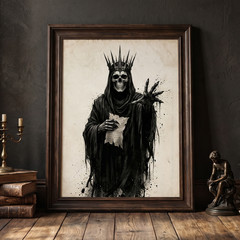 Gothic Skeleton King Art Poster Lich Grim Reaper Dark Fantasy Wall Decor Print