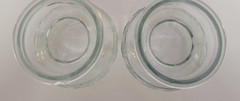 3 CLEAR GLASS ROUND VASES EMBOSSED WITH 4 LEAF CLOVERS 4 INCHES
