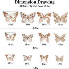 3D Butterfly Wall Decor Stickers – Removable Butterfly Decorations for Birthday