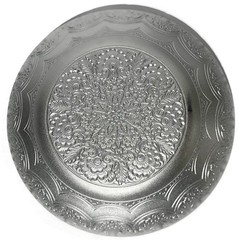 Topkapi Collection Turkish Hand Painted Art Glass Bowl 13″ Decorative Metal