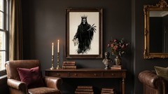 Gothic Skeleton King Art Poster Death Note Grim Reaper Dark Fantasy Wall Decor