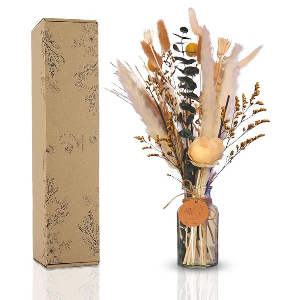 Homey Breeze Natural Dried Pampas Grass Decor with Vase – 15 Inches 23 Pcs 10…
