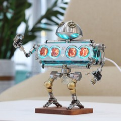 Retro 4*IN-12 Nixie Tube Clock Digital Metal Alarm Clock Desk Decor Robot Gift