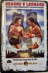 TIN SIGN 8×12 Boxing Sugar Ray Leonard Thomas Hearns Las Vegas Championship DD16
