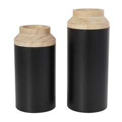 Wood Decorative Vase Colorblock Centerpiece Vases with Light Brown Wood Tops …