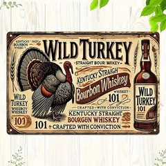Wild Turkey 101 Straight Bourbon Whiskey Metal Tin Sign Vintage 8×12