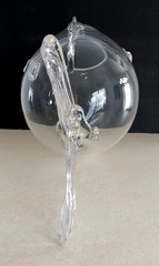 Hand Blown Art Glass Fish Sculpture Clear Studio Glass Figurine 9×16” Vintage