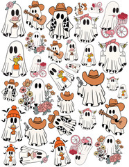 50+ Ghost Vinyl Sticker Pack | 18 Cute Halloween, in 3 Sizes | Waterproof Decal