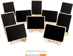 10 Pack Mini Chalkboards Signs with Easel Stand, Small Rectangle Chalkboards Bla