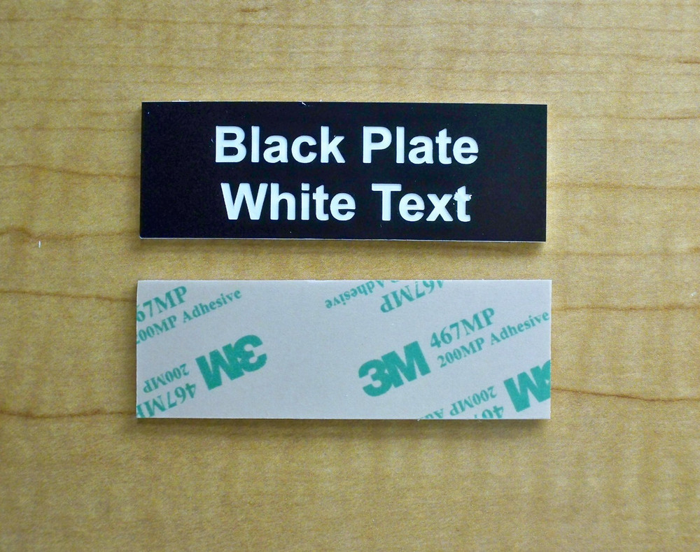 Custom Engraved 1×3 Black Nameplate Plate Tag ID Label w/ Adhesive