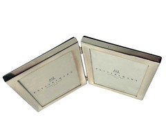 Pottery Barn Silver Plated 4×6 Picture Photo Frame Bifold Hinged Tabletop