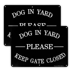 2 Pack Keep Gate Closed Dogs in Yard Sign 10×7 Inch Aluminum Reflective