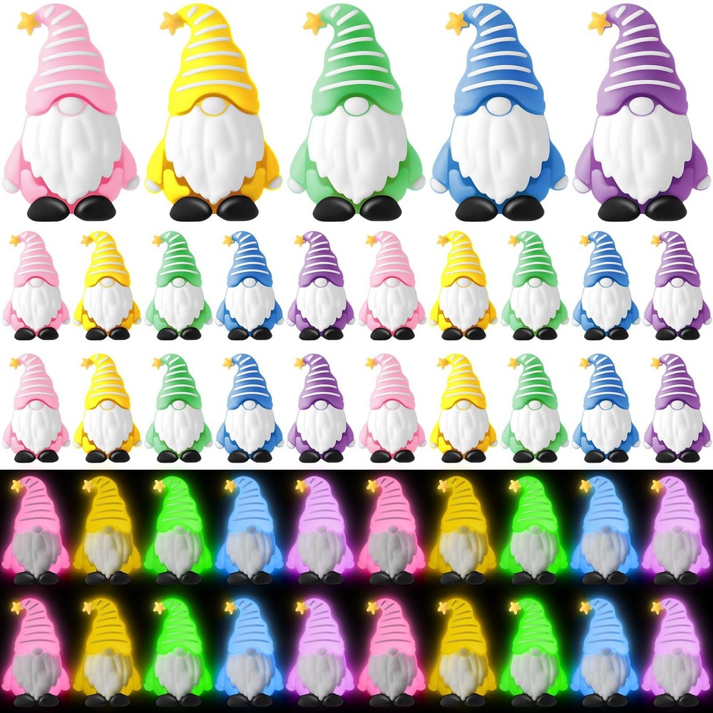 25 Pcs Mini Gnomes Spring Luminou Tiny Figures Miniature Gnomes Fairy Gifts S…
