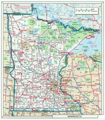 MINNESOTA STATE ROAD MAP GLOSSY POSTER PICTURE PHOTO PRINT stpaul political 3360
