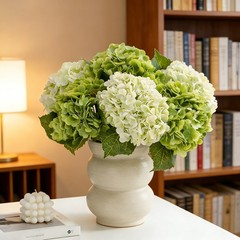 4-Pack Real Green Artificial Hydrangea Flowers, 20″ Faux Hydrangea Stems1660
