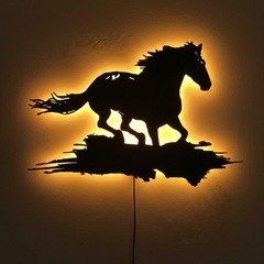 Running Horse LED Metal Wall Art – Backlit Shadow Silhouette