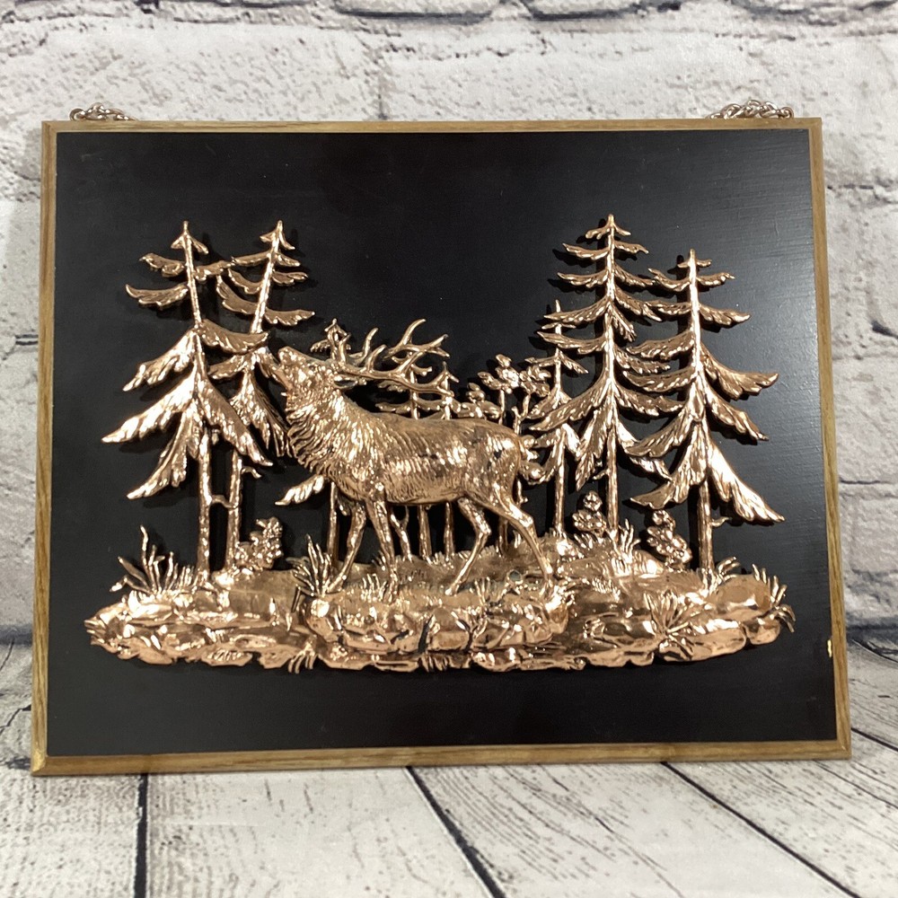 Bull ELK 3D Wall Hanging VTG Yellowstone A&J Canada Cabin ART Decor Copper tone