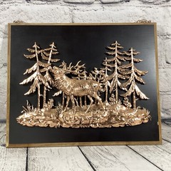 Bull ELK 3D Wall Hanging VTG Yellowstone A&J Canada Cabin ART Decor Copper tone