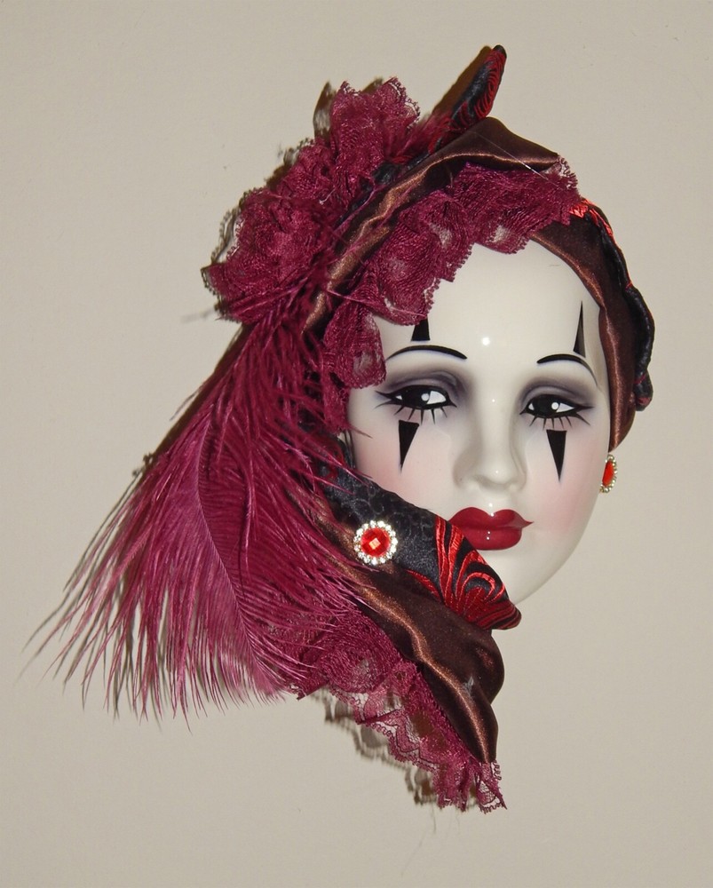 Unique Creations Big Pierrot Jester Clown Lady Face Mask Wall Hanging Decor