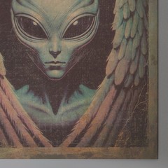 Vintage ALIEN ANGEL Disclosure Wall Art, Sci-fi Religious Decor, Cryptid Poster