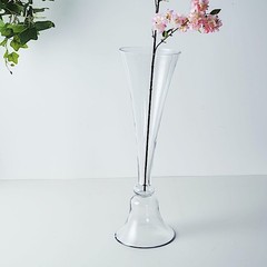 2 CLEAR 24″ Reversible Trumpet GLASS VASES Wedding Party Events Centerpieces