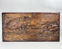 Trout Fish Fishing 3D Wood Carved Carving Wall Hanging Art 21 3/4″ Custom-Made