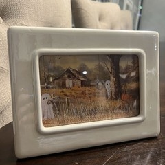 Halloween Tabletop Decor Ghosts Hide and Seek Landscape Cream Framed Print