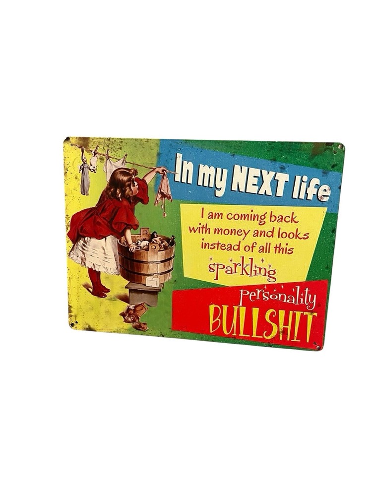 In My Next Life…. Rustic Colorful Metal Novelty Sign She Shed Laundry Room