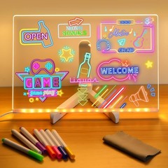 LED Note Board with Colors, Light up Acrylic Message Board, Glowing Acrylic Dry