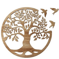 Tree of Life Wall Art Wooden Tree Life Wall Decor with Three Birds 12 Inch Ro…