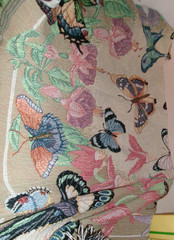 Butterfly Pattern Woven Blanket | Floral Throw fringed multi colors 65″x 53″