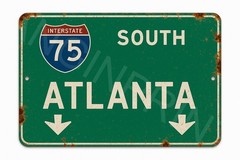 Aluminum Highway Sign Interstate 75 Atlanta Metal Outdoor Indoor Plaque