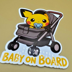 Pichu Baby On Board Decal – Cute Kawaii Anime Car Sticker – Vinyl Window Decal