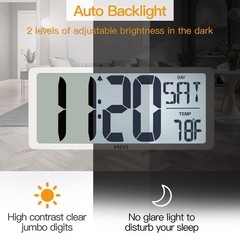 Large Digital Wall Clock with Backlight, 16.9 Inch Jumbo LCD Screen with Time…