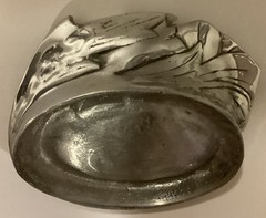Art Nouveau Style Vintage Floral Cast Metal Silver Decorative Soap Trinket Dish
