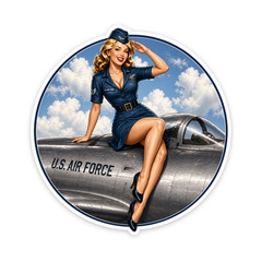 War PinUp Sticker 4 Inch Vinyl Decal WW2 PinUp Girl Vintage Waterproof High REs