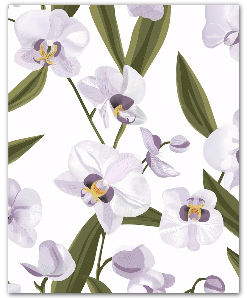 Botanical Soft Orchid Pattern Orchid Floral 8×10 Floral Print Wall Art Poster