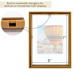 3 Pack 5×7 Bronze Aluminum Floating Picture Frame Glass Gallery Display Decor